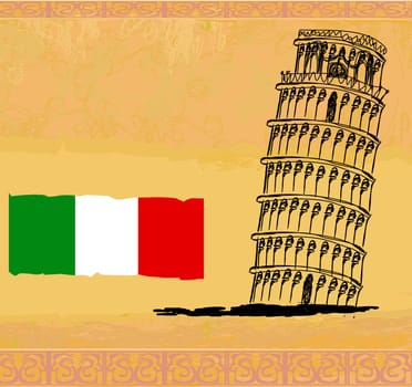 vector pisa tower grunge background