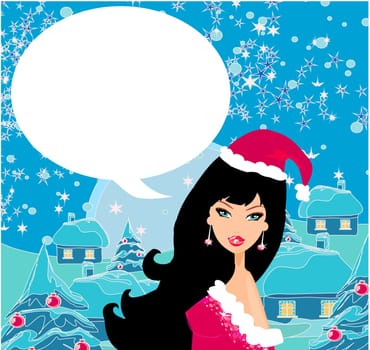 beautiful pin-up girl in Christmas inspired costume