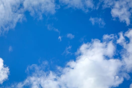White clouds in the blue sky on a summer day