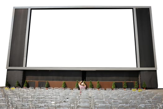 Big LCD TV with blank screen Isolated on White Background