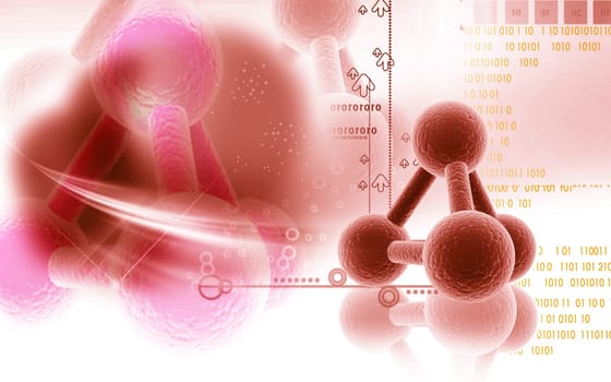 Digital illustration of molecules in colour background