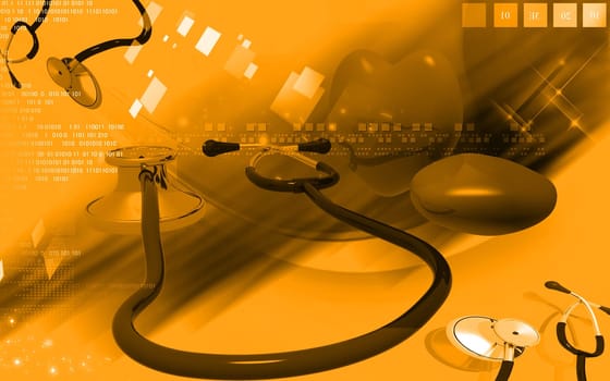 Digital illustration of stethoscope in colour background