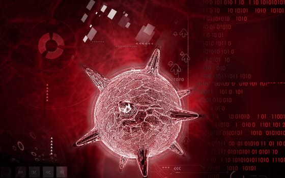 Digital illustration of herpes virus in colour background