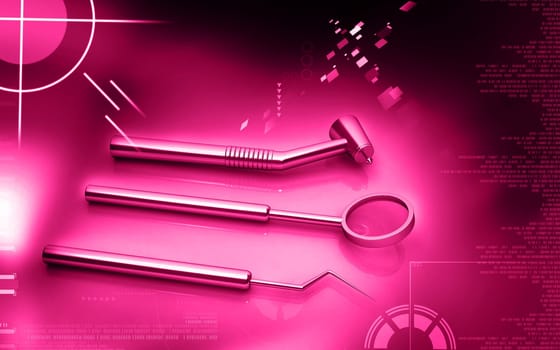 Digital illustration of Dental equipment in colour background