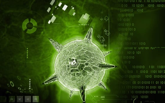 Digital illustration of herpes virus in colour background