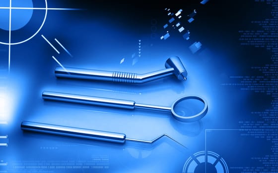 Digital illustration of Dental equipment in colour background