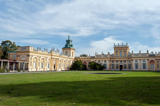 View of the Royal Palace in Wilanow, Warsaw, Poland.