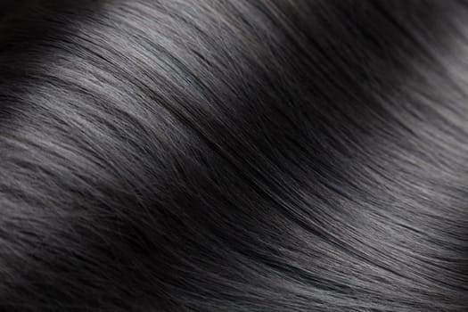 Closeup on luxurious straight and glossy black hair