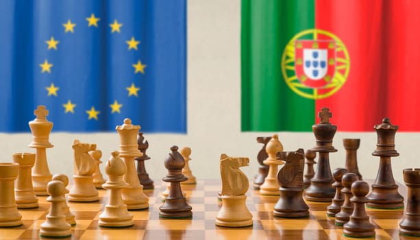 Concept with chess pieces - European Union and Portugal