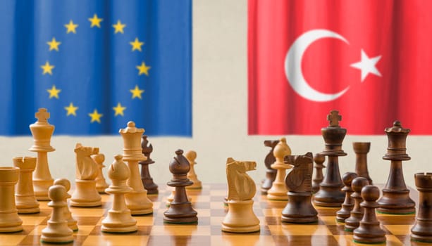Concept with chess pieces - European Union and Turkey