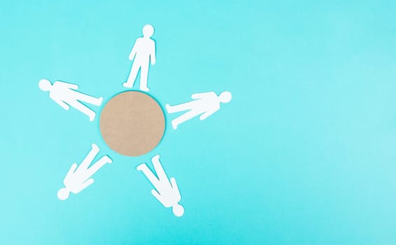 People standing in a circle, teamwork, multiculture communication, and friendship, human equality