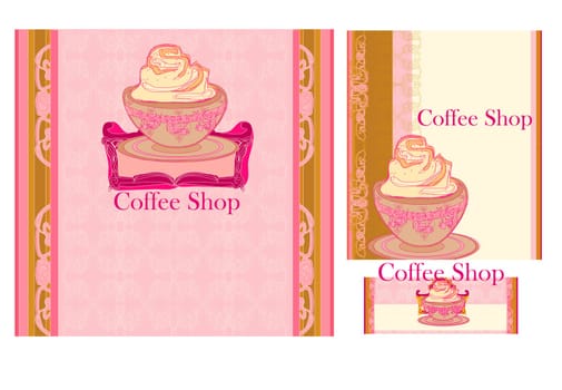 menu coffee shop and restaurant set