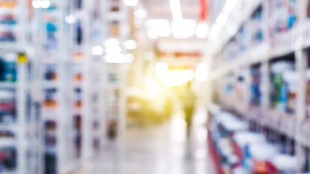 Abstract blurred supermarket. Blurred background of seMarket shop and supermarket interior