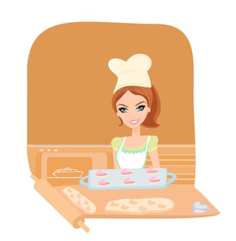 Housewife serving cookies