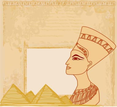 old paper with Egyptian queen