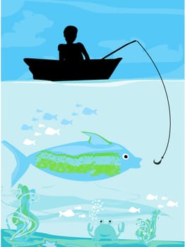 Fisherman catching the fish