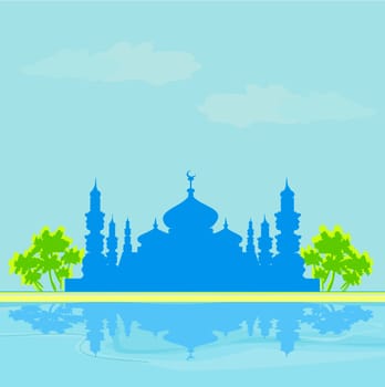 Ramadan background - mosque silhouette illustration card