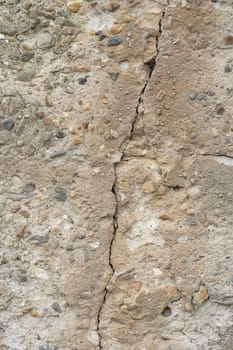 Cracks in the concrete of a vacant industrial building in the city center of Magdeburg