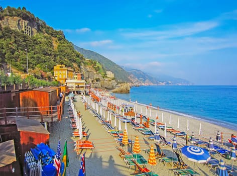 Beach on Italian coast in Liguria