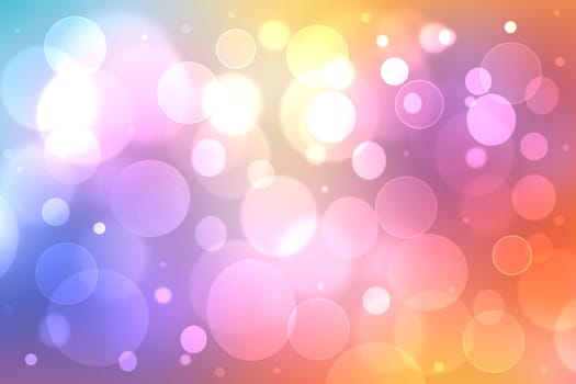 Colorful party background. Abstract pastel yellow red blue texture with blurred bokeh lights and soft color circles. Beautiful backdrop for design of invitation for various holidays. Card concept.