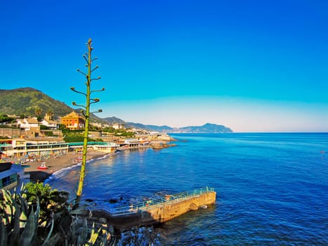 Beach in Nervi on Italian Coast