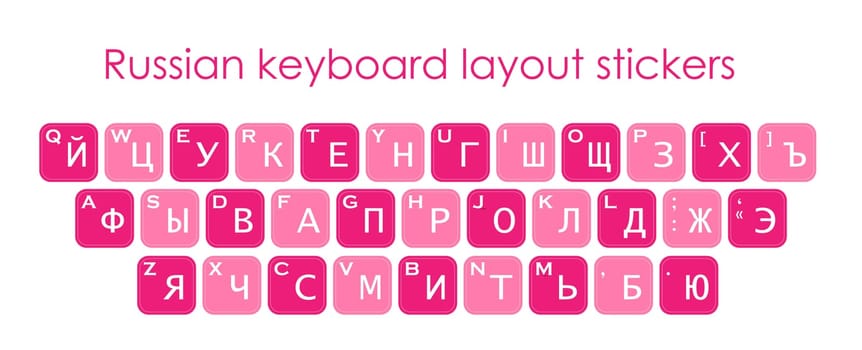 Keyboard stickers. Russian layout. Cyrillic Russian letters stickers