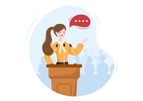 Politician Cartoon Hand Drawn Illustration with Election and Democratic Governance Ideas Participate in Political Debates in Front of Audience