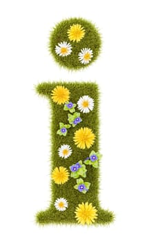 Flowery Grassy I Letter Symbol Shape Isolated on White Background 3D Illustration