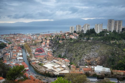 High Angle Shot Of Townscape Against Sky