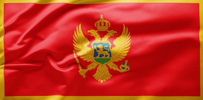 Waving national flag of Montenegro