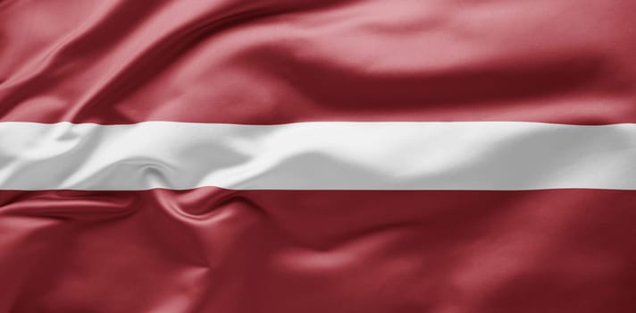 Waving national flag of Latvia