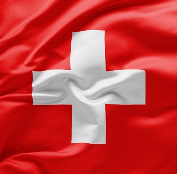 Waving national flag of Switzerland