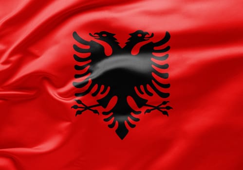 Waving national flag of Albania