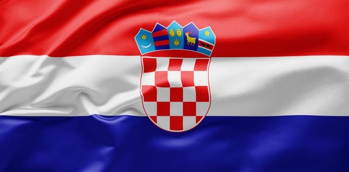 Waving national flag of Croatia