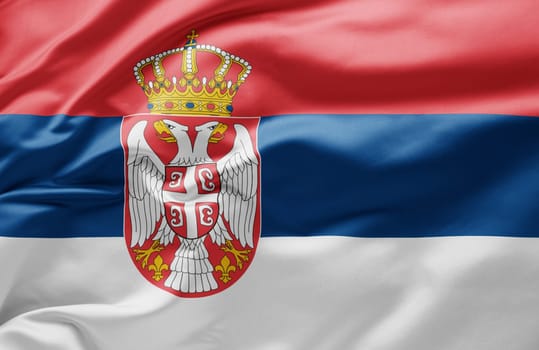 Waving national flag of Serbia