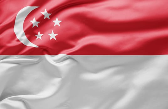 Waving national flag of Singapore