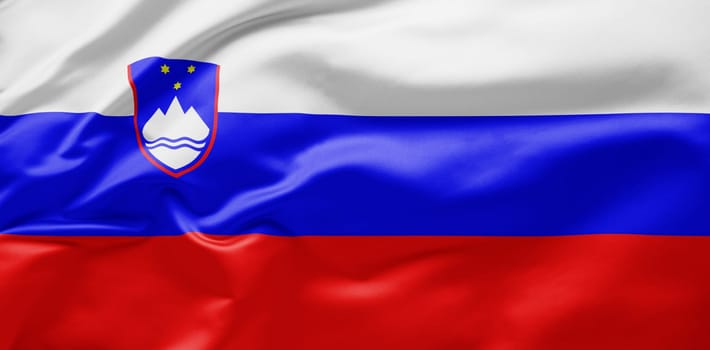 Waving national flag of Slovenia