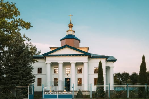Gadichevo, Gomel Region, Belarus. St. Catherine's Church In Evening Time.