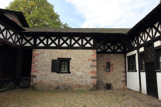 Bad Homburg, Germany October 14, 2016: The Saalburg is a Roman fort located on the main ridge of the Taunus, northwest of Bad Homburg, Hesse, Germany.Bad Homburg vor der Höhe, Deutschland 14. Oktober 2016: Die Saalburg ist ein auf dem Taunuskamm nordwestlich von Bad Homburg vor der Höhe gelegenes ehemaliges Kastell des römischen Limes