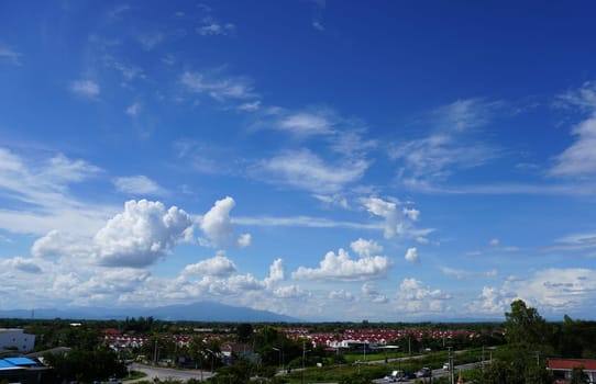 View of housing estates in the suburbs of Thailand