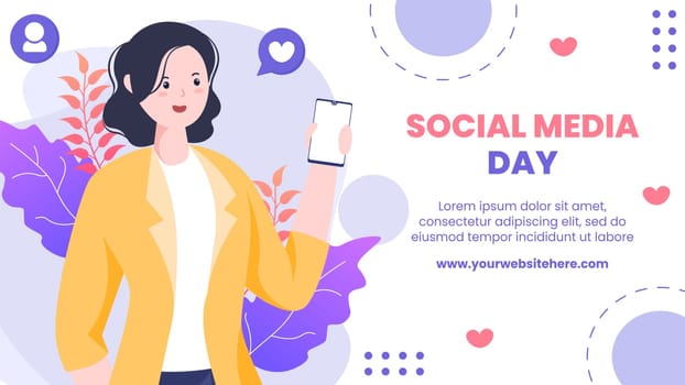 Social Media Day Twitch Background Template Flat Cartoon Vector Illustration