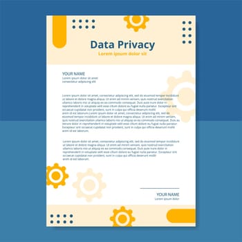 Data Privacy Letterhead Template Flat Cartoon Background Vector Illustration