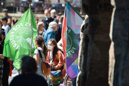 Fridays for future demonstration in Trier, Germany on the 08.07.2022, protest against climate change and global warming, environmental discussion