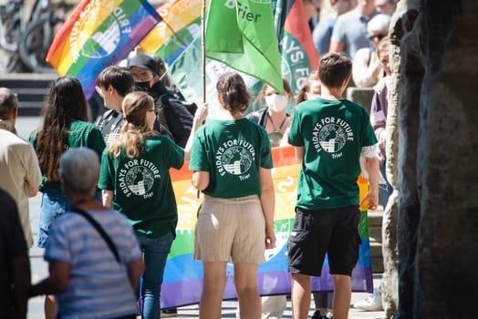 Fridays for future demonstration in Trier, Germany on the 08.07.2022, protest against climate change and global warming, environmental discussion