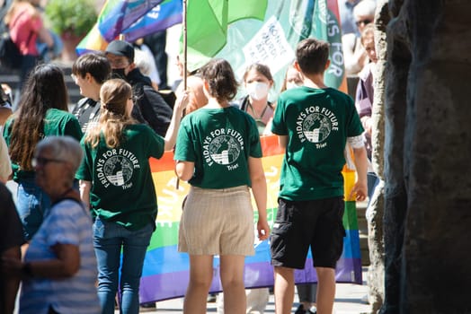 Fridays for future demonstration in Trier, Germany on the 08.07.2022, protest against climate change and global warming, environmental discussion