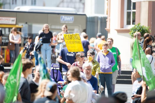 Fridays for future demonstration in Trier, Germany on the 08.07.2022, protest against climate change and global warming, environmental discussion