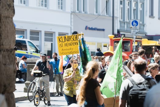 Fridays for future demonstration in Trier, Germany on the 08.07.2022, protest against climate change and global warming, environmental discussion