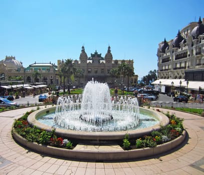 Square with fountain in Monte Carlo