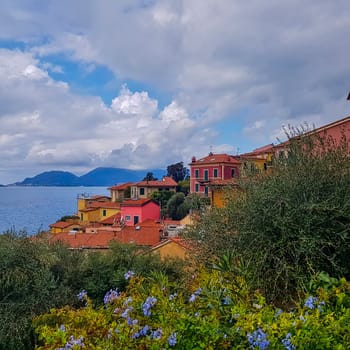 Colorful architecture of small fishing village Tellaro, Cinque Terre, Liguria, Italy on 23 September 2019