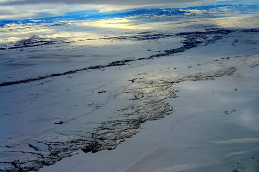 Aerial view Gallatin River west of Boseman Montana